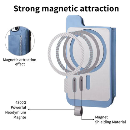 For iPhone 16 Pro Max Case Magnetic Detachable Zipper Card Holder Leather+TPU Phone Cover