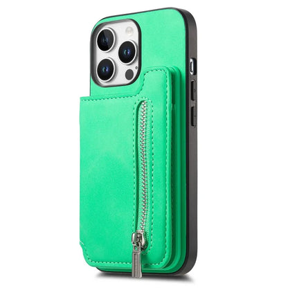 For iPhone 16 Pro Max Case Magnetic Detachable Zipper Card Holder Leather+TPU Phone Cover