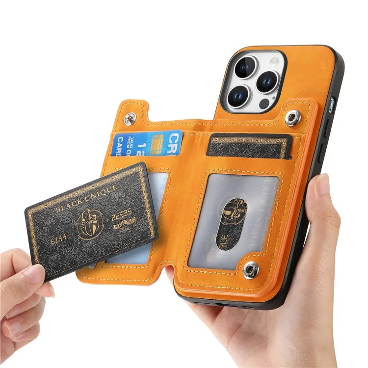 For iPhone 16 Pro Max Case Magnetic Detachable Zipper Card Holder Leather+TPU Phone Cover