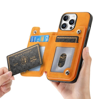 For iPhone 16 Pro Max Case Magnetic Detachable Zipper Card Holder Leather+TPU Phone Cover