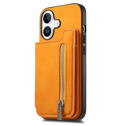 For iPhone 16 Case Magnetic Detachable Zipper Card Holder Leather+TPU Phone Cover