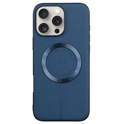 KIGC For iPhone 16 Pro Max Case Compatible with MagSafe Litchi Texture Leather Coated PC+TPU Phone Cover