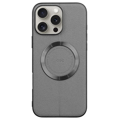 KIGC For iPhone 16 Pro Max Case Compatible with MagSafe Litchi Texture Leather Coated PC+TPU Phone Cover
