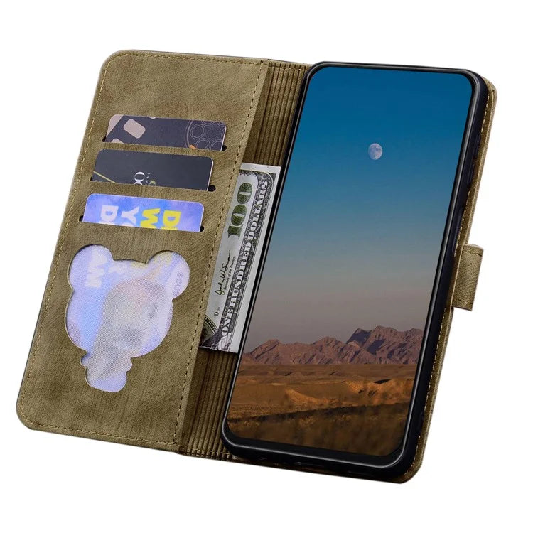 For Google Pixel 9 / Pixel 9 Pro Case Flip Stand Leather Phone Cover Cherry Blossom Cat Imprinted