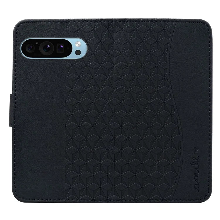 For Google Pixel 9 / Pixel 9 Pro Case Rhombus Pattern Leather Wallet Phone Cover