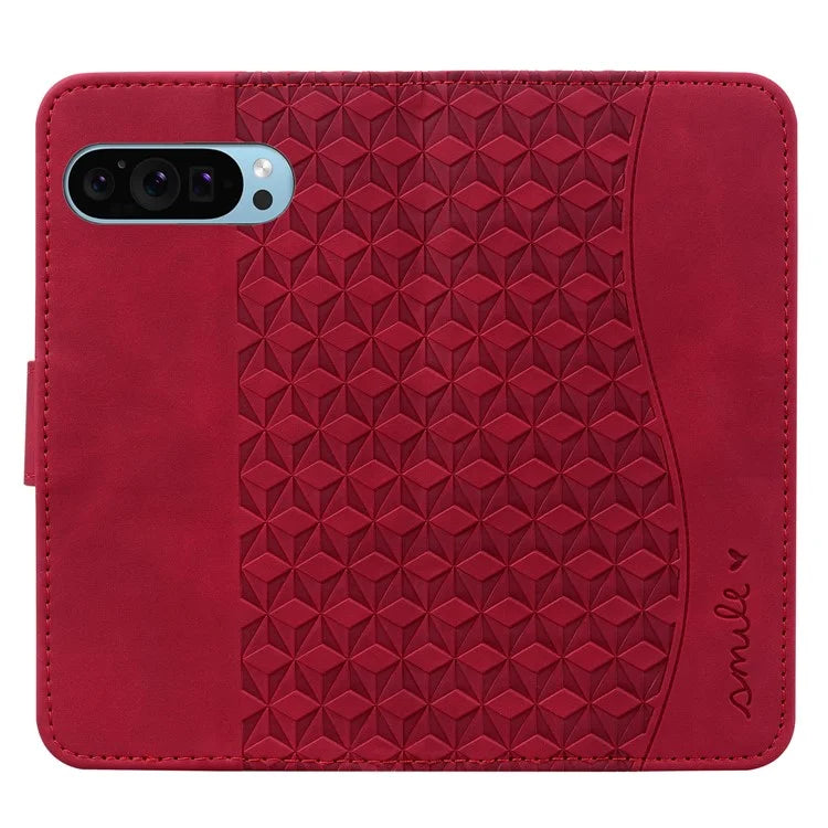 For Google Pixel 9 / Pixel 9 Pro Case Rhombus Pattern Leather Wallet Phone Cover