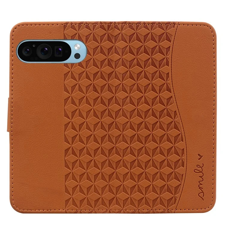 For Google Pixel 9 / Pixel 9 Pro Case Rhombus Pattern Leather Wallet Phone Cover