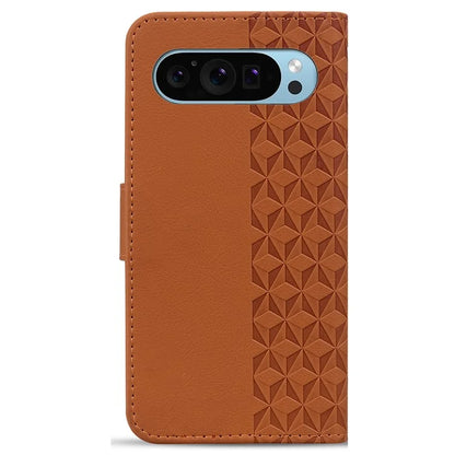 For Google Pixel 9 / Pixel 9 Pro Case Rhombus Pattern Leather Wallet Phone Cover