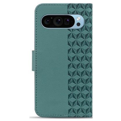 For Google Pixel 9 / Pixel 9 Pro Case Rhombus Pattern Leather Wallet Phone Cover