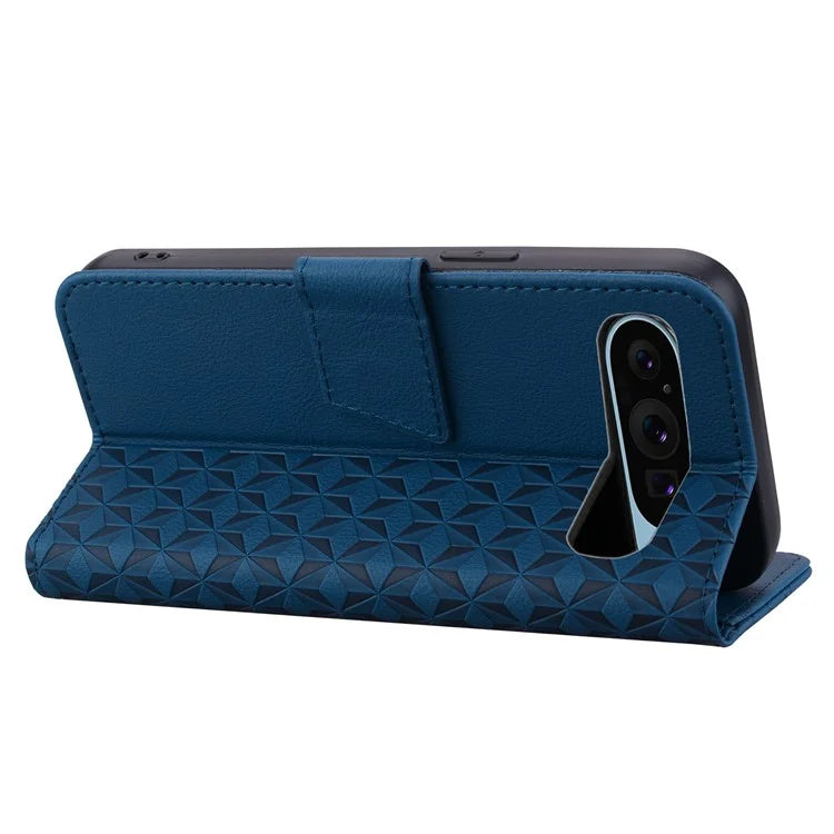 For Google Pixel 9 Pro XL Case Rhombus Pattern Leather Wallet Phone Cover
