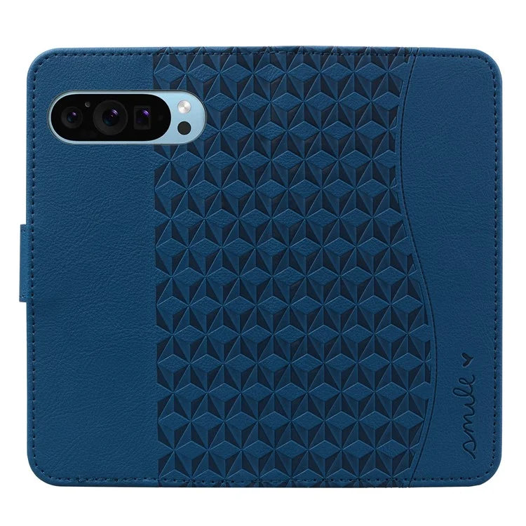For Google Pixel 9 Pro XL Case Rhombus Pattern Leather Wallet Phone Cover