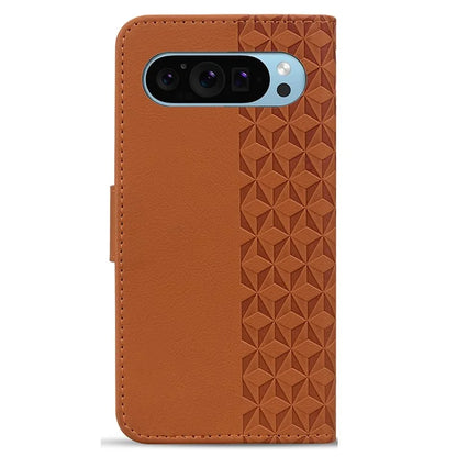 For Google Pixel 9 Pro XL Case Rhombus Pattern Leather Wallet Phone Cover