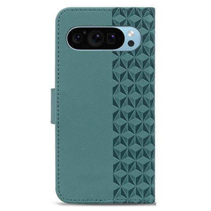 For Google Pixel 9 Pro XL Case Rhombus Pattern Leather Wallet Phone Cover