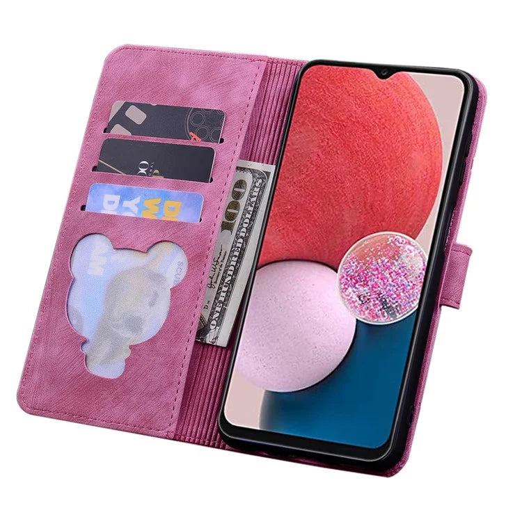 For Samsung Galaxy A16 5G Case Flip Stand Leather Phone Cover Cherry Blossom Cat Imprinted
