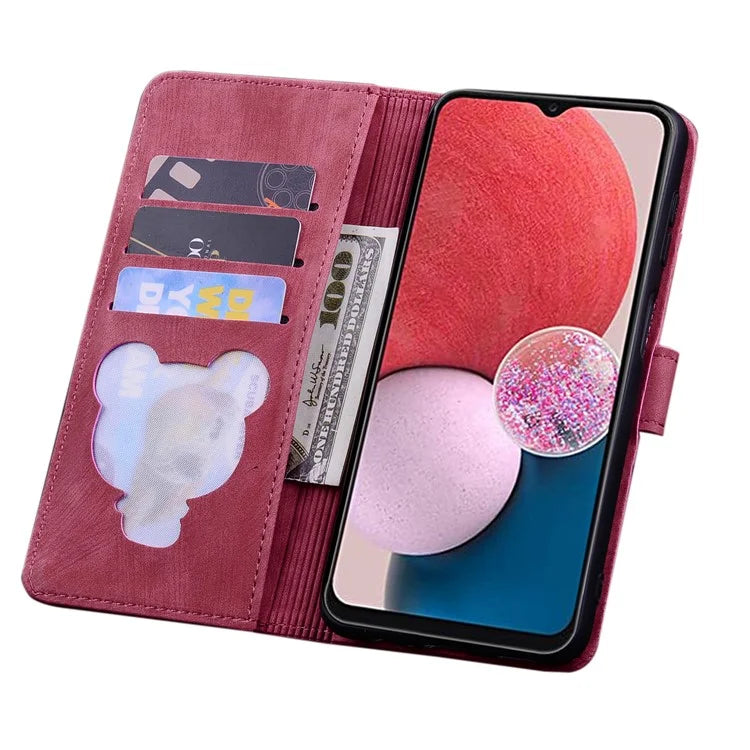 For Samsung Galaxy A16 5G Case Flip Stand Leather Phone Cover Cherry Blossom Cat Imprinted