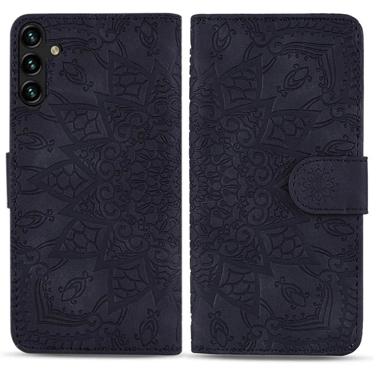 For Samsung Galaxy A16 5G Case PU Leather Wallet Flip Phone Cover Flower Imprinted
