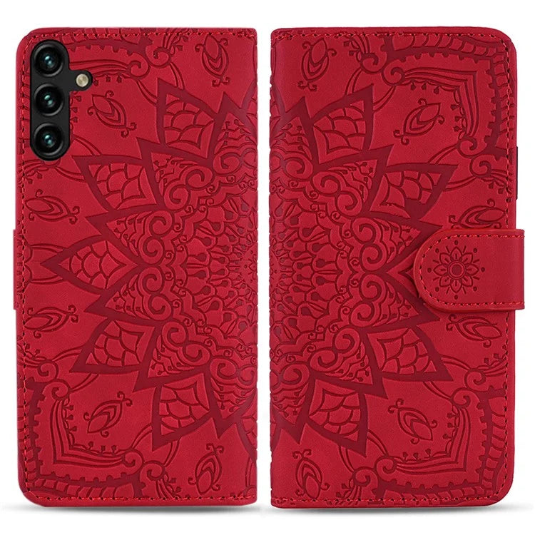 For Samsung Galaxy A16 5G Case PU Leather Wallet Flip Phone Cover Flower Imprinted