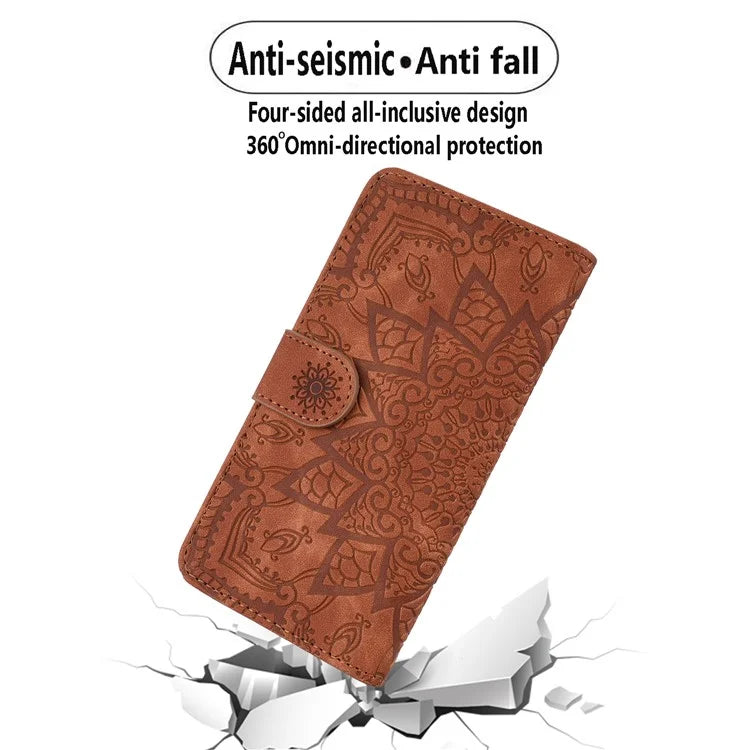 For Samsung Galaxy A16 5G Case PU Leather Wallet Flip Phone Cover Flower Imprinted