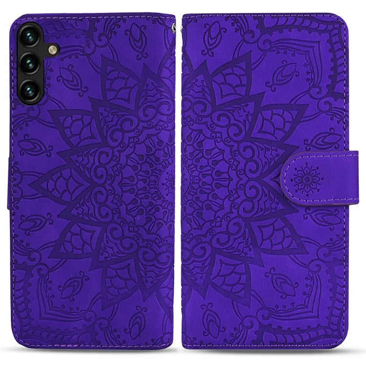 For Samsung Galaxy A16 5G Case PU Leather Wallet Flip Phone Cover Flower Imprinted