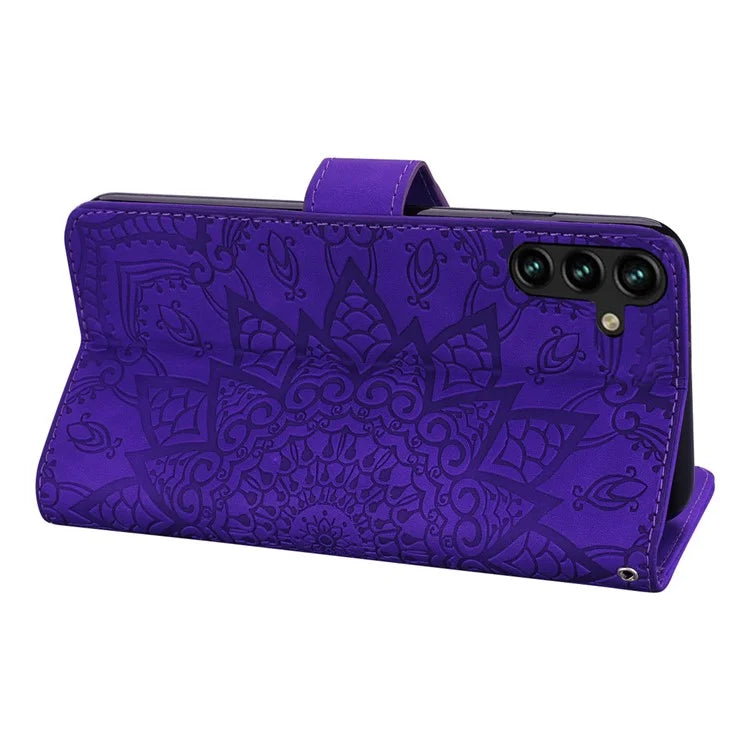 For Samsung Galaxy A16 5G Case PU Leather Wallet Flip Phone Cover Flower Imprinted