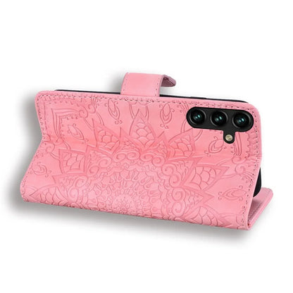 For Samsung Galaxy S24 FE Case PU Leather Wallet Flip Phone Cover Flower Imprinted
