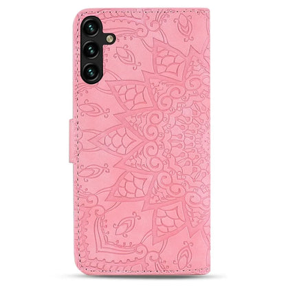 For Samsung Galaxy S24 FE Case PU Leather Wallet Flip Phone Cover Flower Imprinted