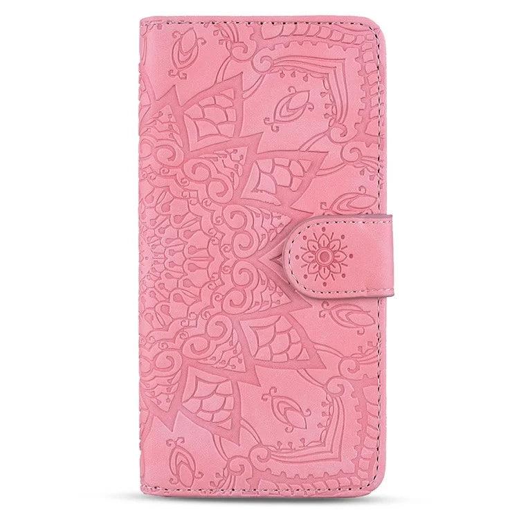 For Samsung Galaxy S24 FE Case PU Leather Wallet Flip Phone Cover Flower Imprinted
