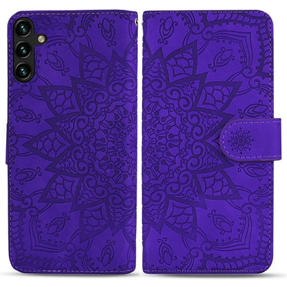 For Samsung Galaxy S24 FE Case PU Leather Wallet Flip Phone Cover Flower Imprinted