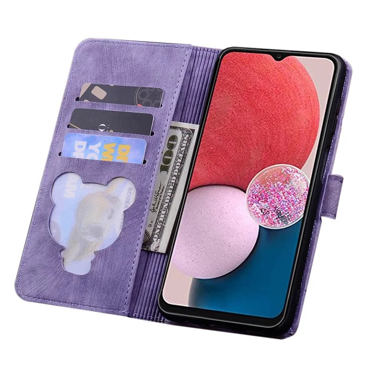 For Samsung Galaxy S24 FE Case Flip Stand Leather Phone Cover Cherry Blossom Cat Imprinted