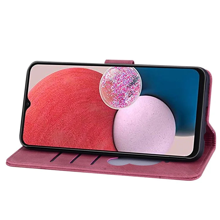 For Samsung Galaxy S24 FE Case Flip Stand Leather Phone Cover Cherry Blossom Cat Imprinted