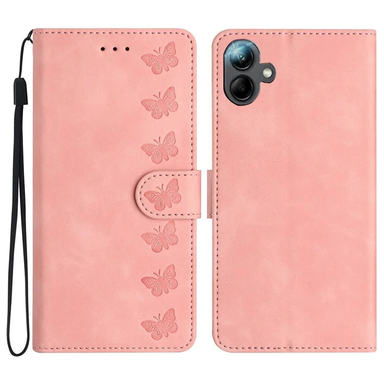 For Samsung Galaxy A06 Case Imprinted Butterfly Leather Wallet Phone Cover