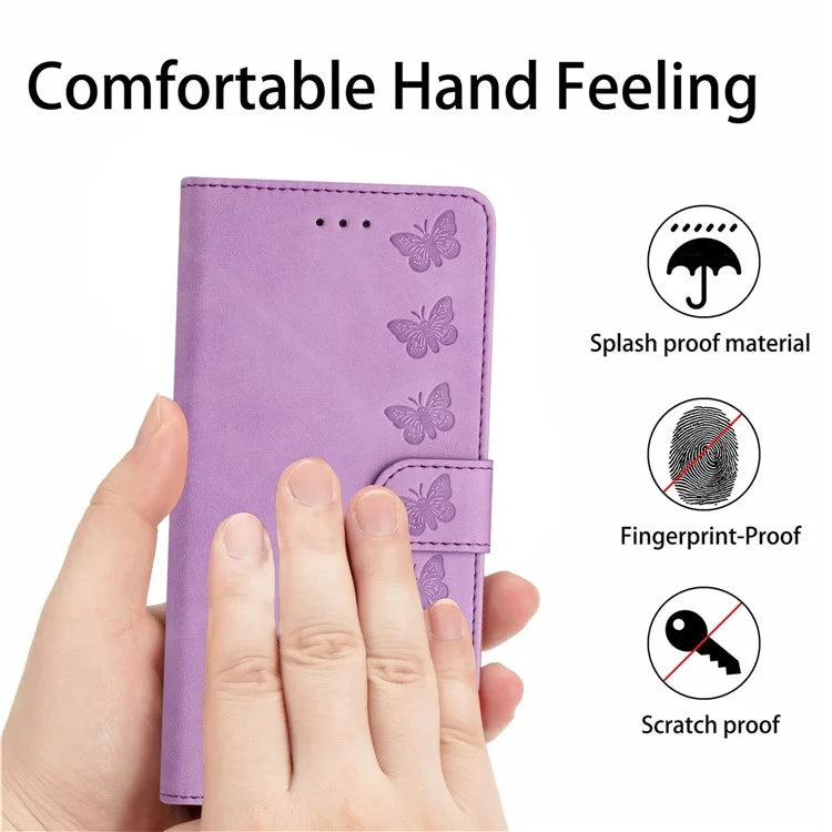 For Samsung Galaxy A06 Case Imprinted Butterfly Leather Wallet Phone Cover