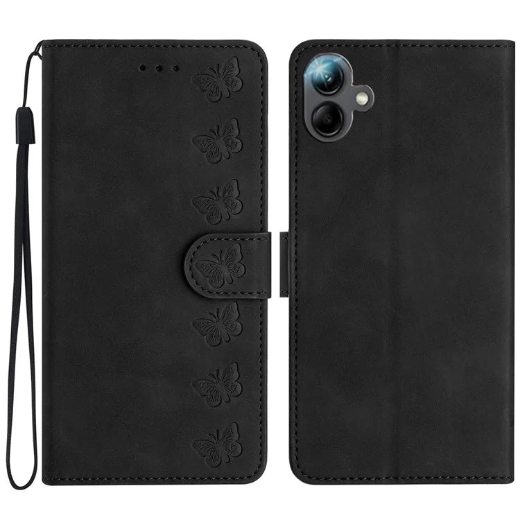 For Samsung Galaxy A06 Case Imprinted Butterfly Leather Wallet Phone Cover