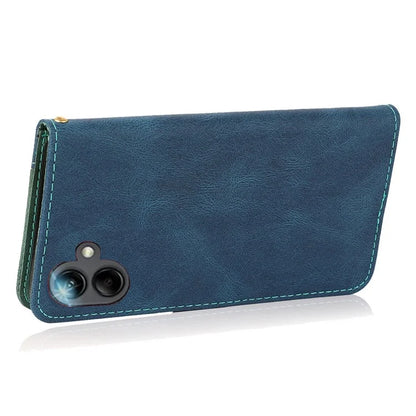 For Samsung Galaxy A06 Cover Color Splicing Wallet Stand Leather Phone Case with Wrist Strap