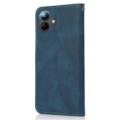 For Samsung Galaxy A06 Cover Color Splicing Wallet Stand Leather Phone Case with Wrist Strap