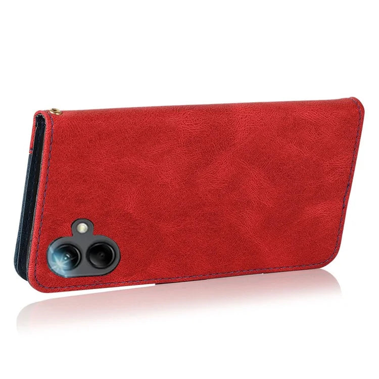 For Samsung Galaxy A06 Cover Color Splicing Wallet Stand Leather Phone Case with Wrist Strap