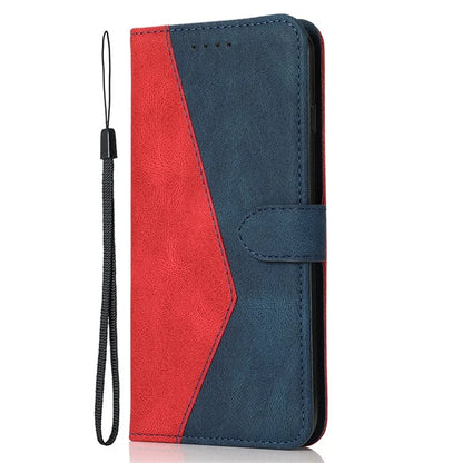 For Samsung Galaxy A06 Cover Color Splicing Wallet Stand Leather Phone Case with Wrist Strap