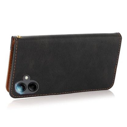 For Samsung Galaxy A06 Cover Color Splicing Wallet Stand Leather Phone Case with Wrist Strap