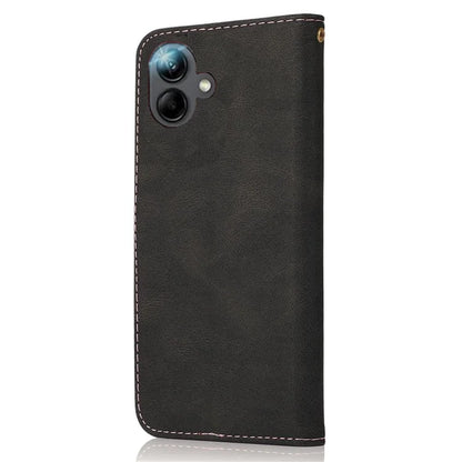 For Samsung Galaxy A06 Cover Color Splicing Wallet Stand Leather Phone Case with Wrist Strap