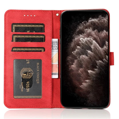 For Samsung Galaxy A06 Cover Color Splicing Wallet Stand Leather Phone Case with Wrist Strap