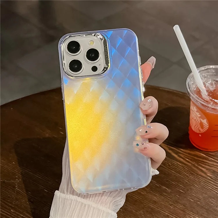 For iPhone 16 Pro Case Silicone+PC IMD Laser Texture Matte Phone Cover