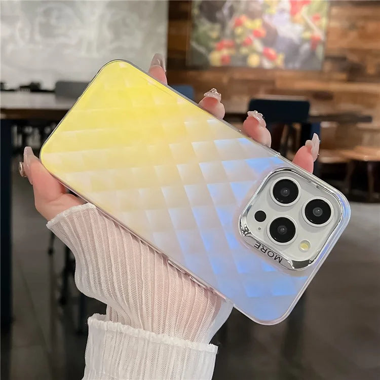For iPhone 16 Pro Case Silicone+PC IMD Laser Texture Matte Phone Cover