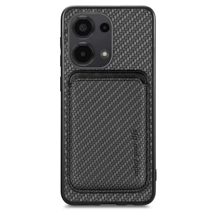 For Xiaomi Poco M6 Pro 4G / Redmi Note 13 Pro 4G Case Carbon Fiber Leather Back Cover with Detachable Magnetic Card Bag