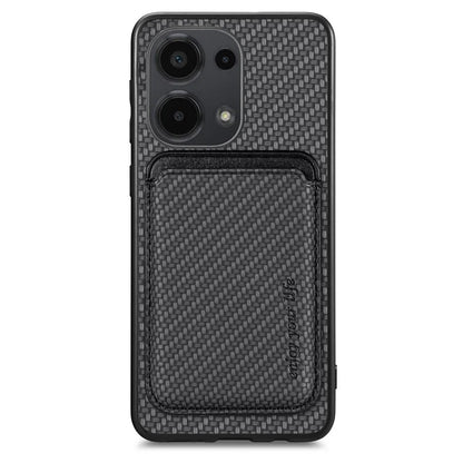 For Xiaomi Poco M6 Pro 4G / Redmi Note 13 Pro 4G Case Carbon Fiber Leather Back Cover with Detachable Magnetic Card Bag