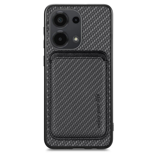 For Xiaomi Poco M6 Pro 4G / Redmi Note 13 Pro 4G Case Carbon Fiber Leather Back Cover with Detachable Magnetic Card Bag