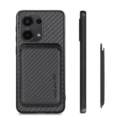 For Xiaomi Poco M6 Pro 4G / Redmi Note 13 Pro 4G Case Carbon Fiber Leather Back Cover with Detachable Magnetic Card Bag