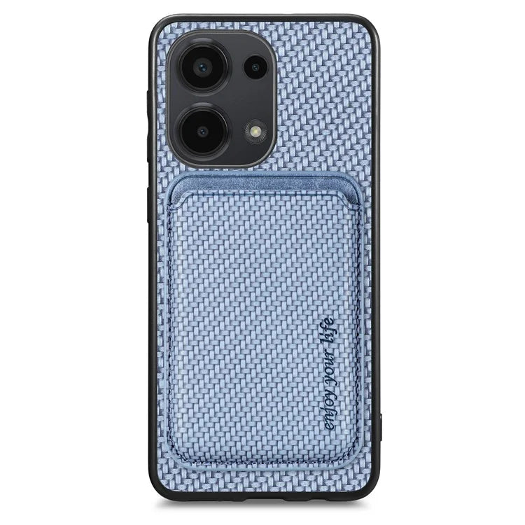 For Xiaomi Poco M6 Pro 4G / Redmi Note 13 Pro 4G Case Carbon Fiber Leather Back Cover with Detachable Magnetic Card Bag