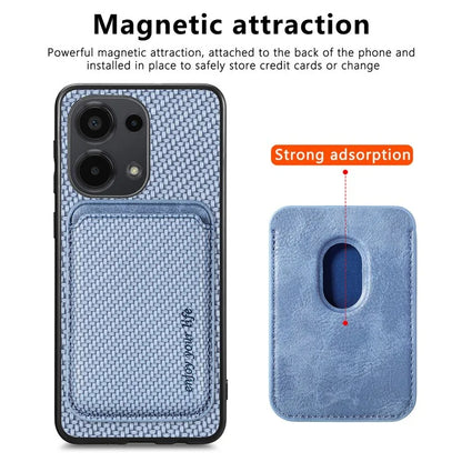 For Xiaomi Poco M6 Pro 4G / Redmi Note 13 Pro 4G Case Carbon Fiber Leather Back Cover with Detachable Magnetic Card Bag