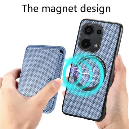 For Xiaomi Poco M6 Pro 4G / Redmi Note 13 Pro 4G Case Carbon Fiber Leather Back Cover with Detachable Magnetic Card Bag