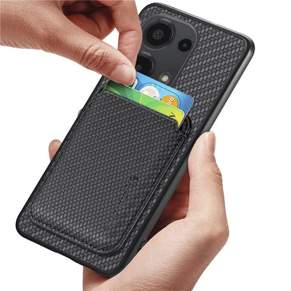 For Xiaomi Poco M6 Pro 4G / Redmi Note 13 Pro 4G Case Carbon Fiber Leather Back Cover with Detachable Magnetic Card Bag